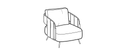 356 Outdoor Lounge Chair and Daybed by Ditre Italia, size drawing: Quilted armchair
