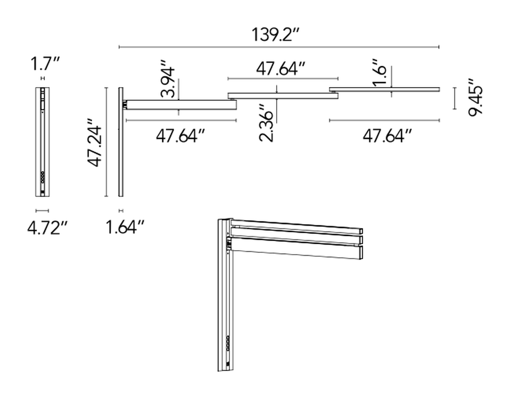 Black Flag Wall Lamp by Flos, size drawing: Black Flag Pro