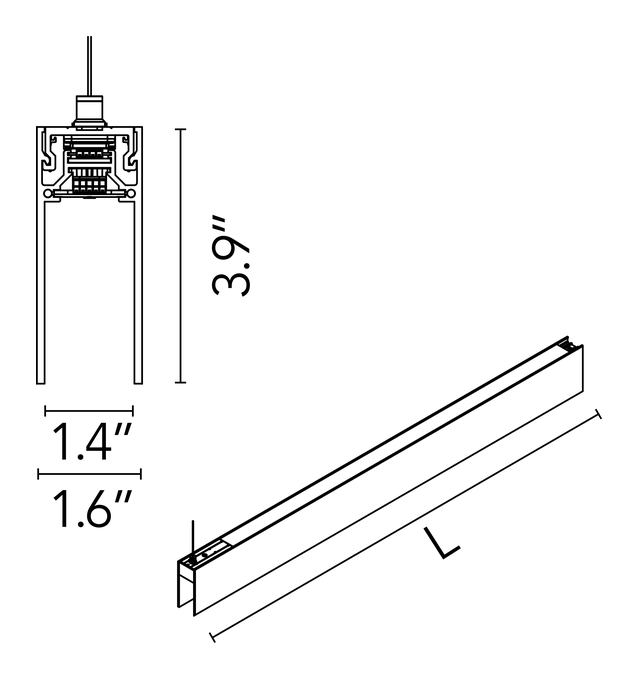 The Running Magnet Suspension Up&Down Track by Flos, size drawing: The Running Magnet Suspension Up&Down