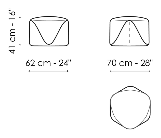 Seki Ottoman by Bonaldo, size drawing: Seki 70