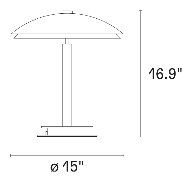 Bis, Tris Table Lamp by Fontana Arte, size drawing