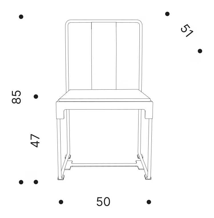 Mingx Chair by Driade, size drawing