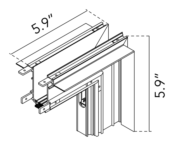 The Running Magnet Recessed Track by Flos, size drawing: Outer Corner. Can be powered