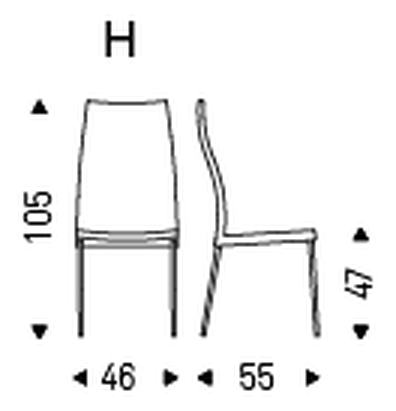 Anna Dining Chair by Cattelan Italia, size drawing 3