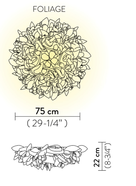 Veli Foliage Ceiling/Wall Lamp by Slamp, size drawing: Veli Foliage Ceiling/Wall Large