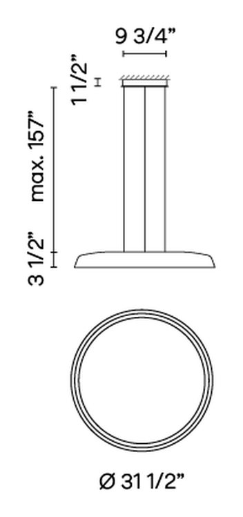 Bigger Ceiling and Pendant Lamps by Vibia, size drawing: Model 3920