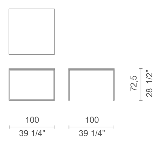 Fronzoni '64 Table by Cappellini, size drawing: FR_26