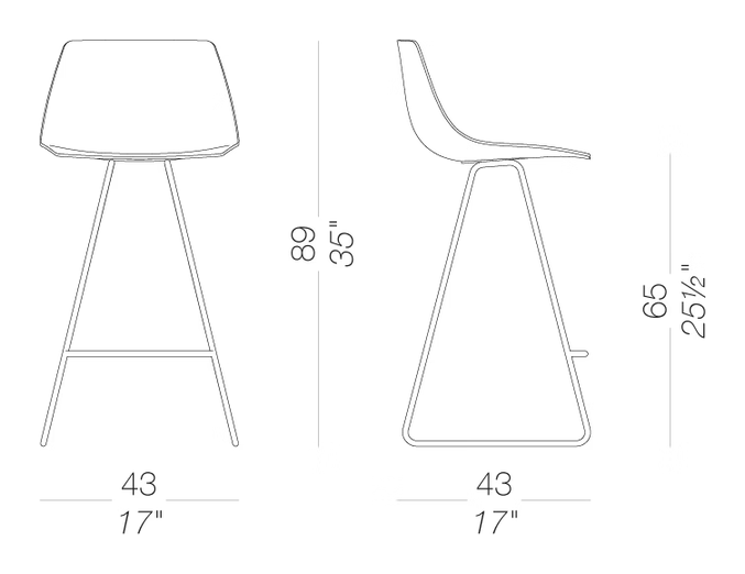 Miunn S104_65 Counter Stool by LaPalma, size drawing
