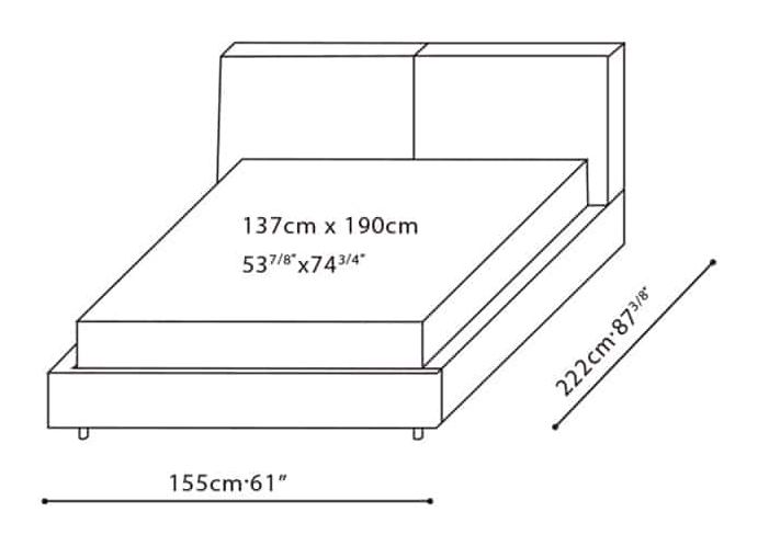 Nature Bed by Camerich, size drawing: C03E0710 Full