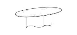 Doon Dining Table by Ditre Italia, size drawing: Oval marble table 260 lacquered base