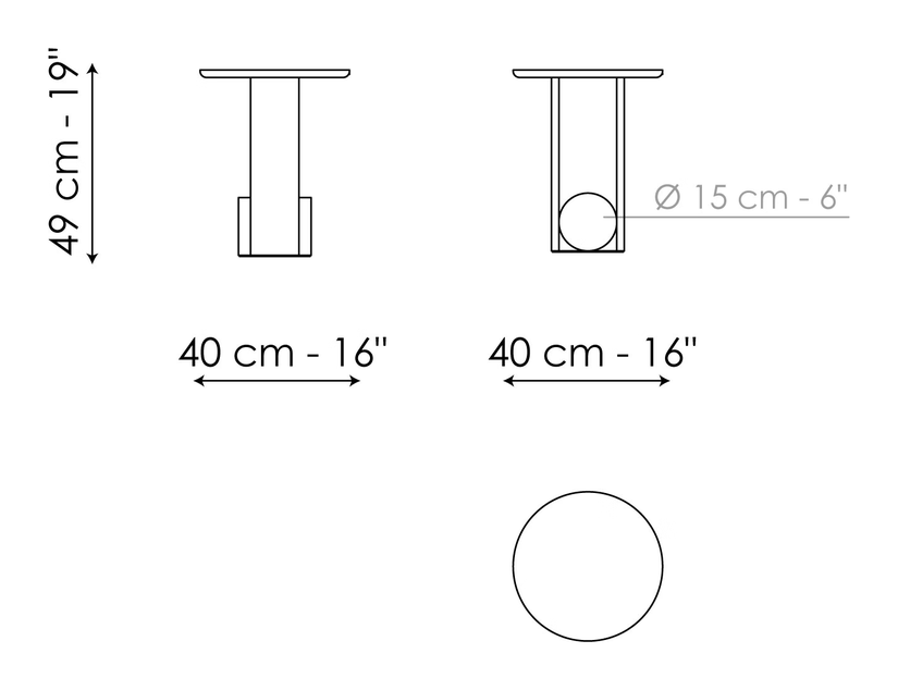 Element Coffee Table by Bonaldo, size drawing: Element high