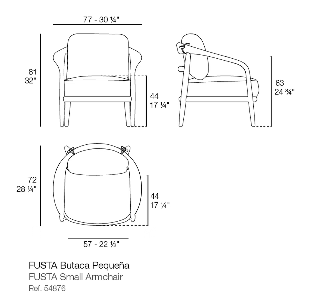 Fusta Small Lounge Chair by Vondom, size drawing