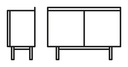 Cover Sideboard, Two Doors by Connubia, size drawing
