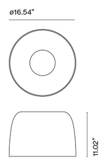 Djembé Ceiling Lamp by Marset, size drawing: Djembé 42.28