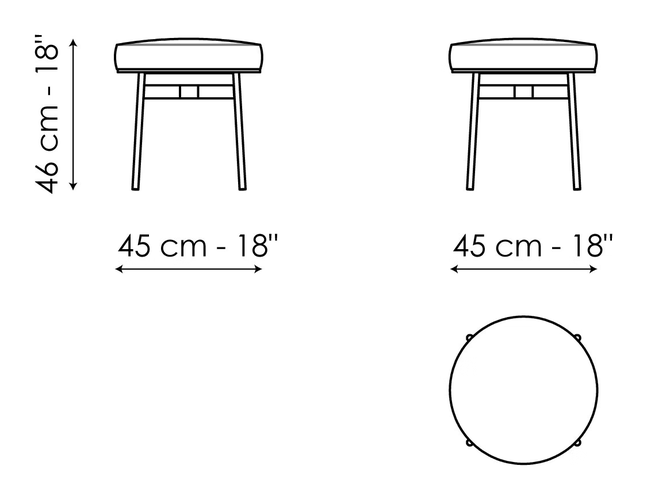 Neuilly Ottoman by Bonaldo, size drawing: Neuilly pouf Ø45