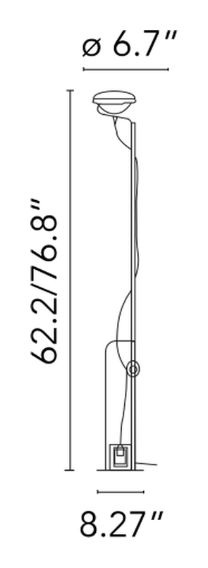 Toio Floor Lamp by Flos, size drawing