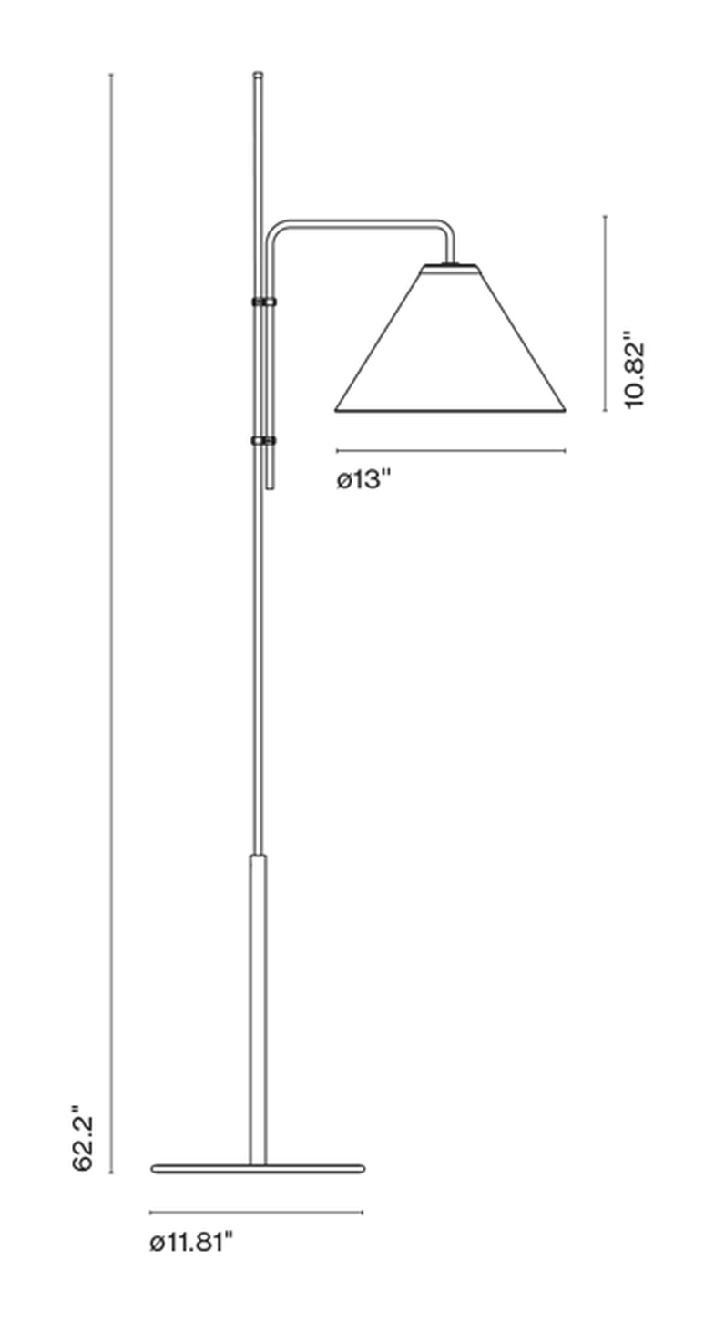 Funiculí Floor Lamp Fabric by Marset, size drawing