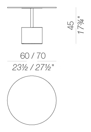 Jey P382 Side Table by LaPalma, size drawing