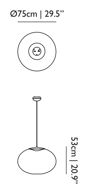 NR2 Pendant Lamp by Moooi, size drawing: Large