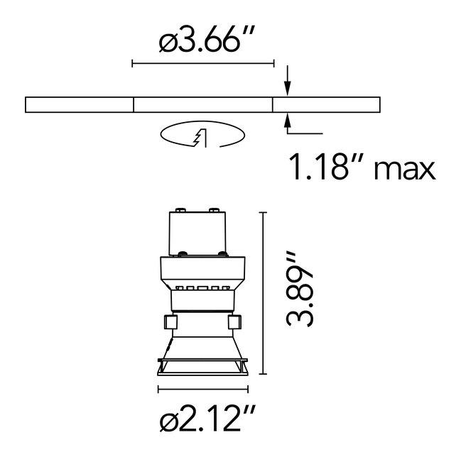 Kap 50 Downlight by Flos, size drawing: Kap Ø 50 Fixed