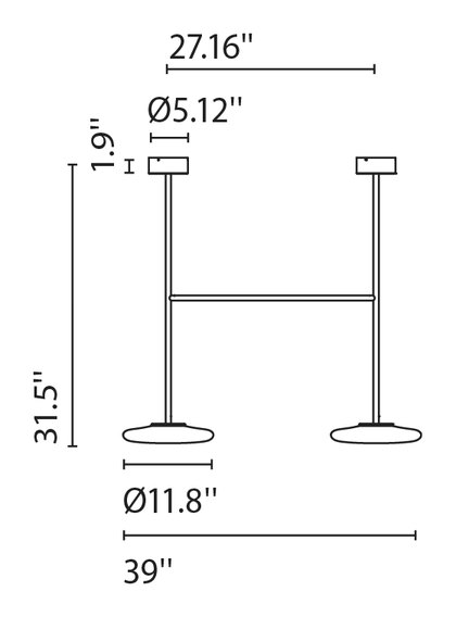 Ihana Ceiling Lamp by Marset, size drawing: Ihana x2 80