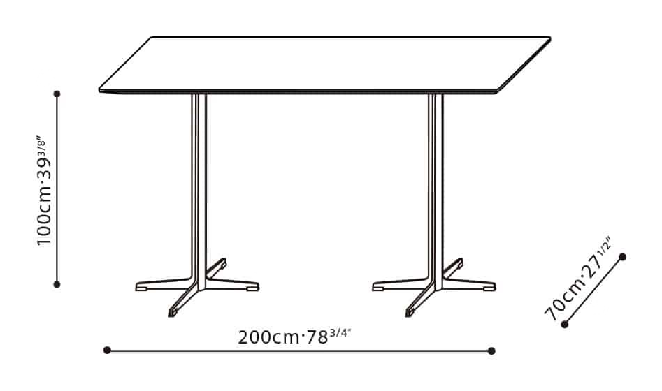 Vary Dining Table by Camerich, size drawing: C05D1418
