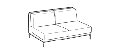 Krisby Sofa by Ditre Italia, size drawing: 2-seat central element