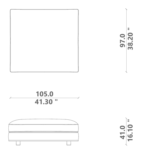 Miles Ottoman by Talenti, size drawing