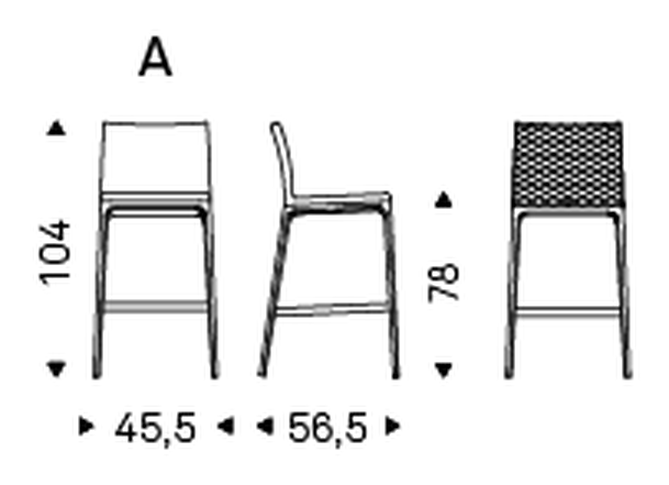Arcadia Couture Stool by Cattelan Italia, size drawing 1