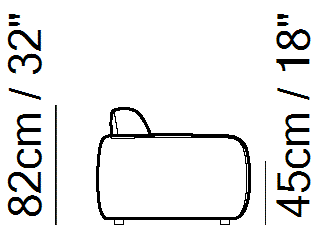 Simple Sofa Bed by Natuzzi Italia, size drawing