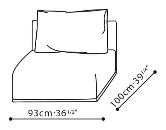 Elan-40 Sofa by Camerich, size drawing: C01B0202
