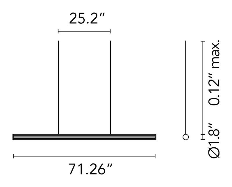 The Glowing Track 360 Suspension System by Flos, size drawing 2