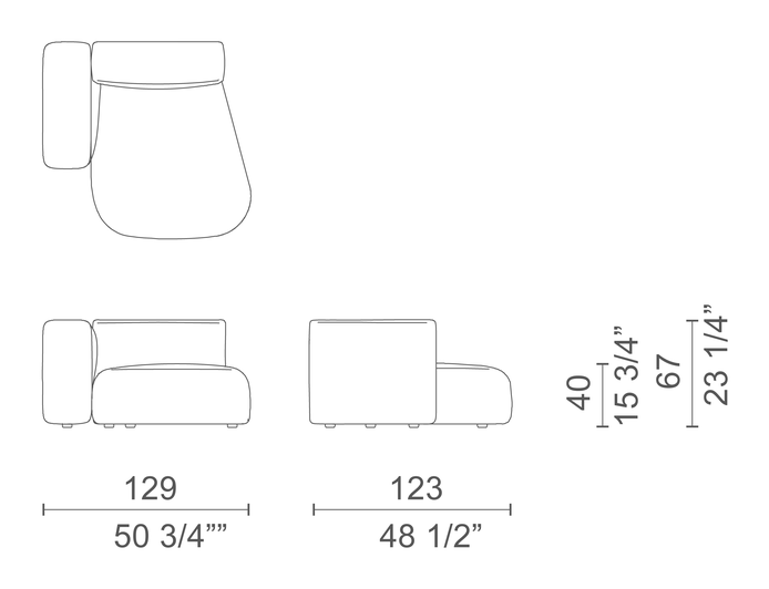 Litos Sofa by Cappellini, size drawing: LT_1B