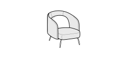 Lucia Armchair by Ditre Italia, size drawing: Armchair low mix