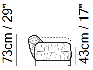 Caleo Sectional by Natuzzi Italia, size drawing