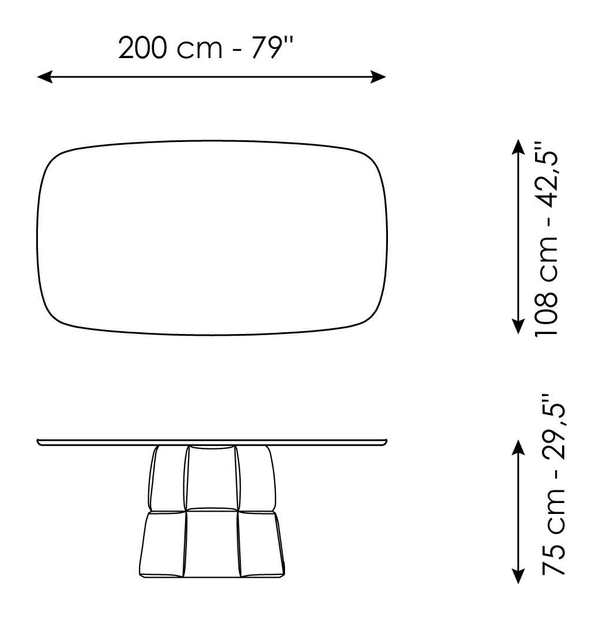 Palazzo Dining Table by Bonaldo, size drawing 1