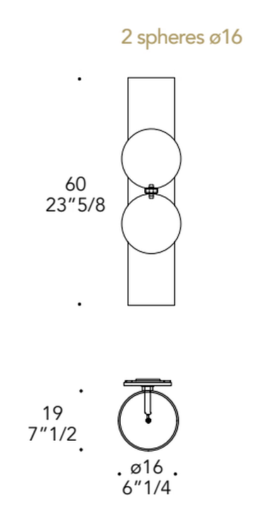 Bulles XL Applique Wall Lamp by Reflex, size drawing
