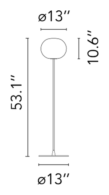 Glo-Ball Floor Lamp by Flos, size drawing: Glo-Ball Floor 1