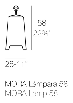 Mora Lamp by Vondom, size drawing