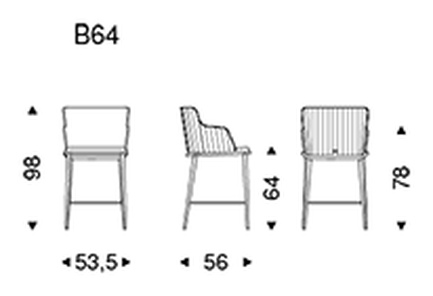 Magda ML Barré Stool by Cattelan Italia, size drawing 4
