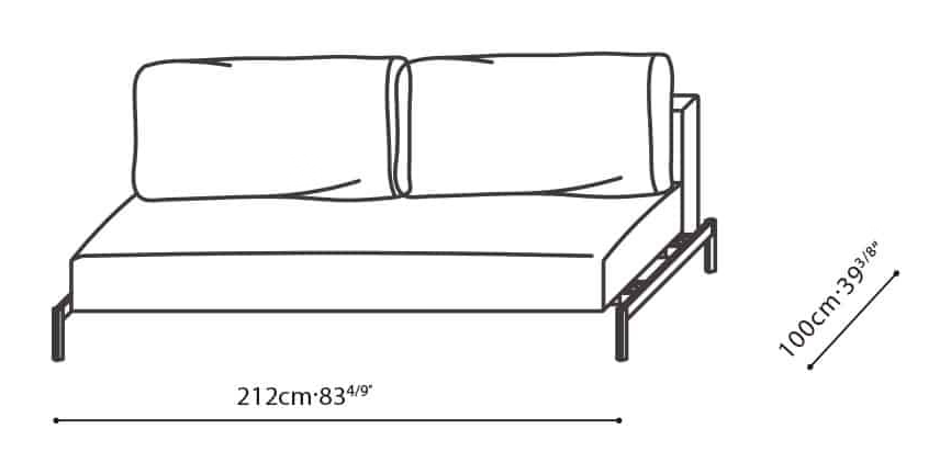 Lola Sofa Bed by Camerich, size drawing: C01F0801
