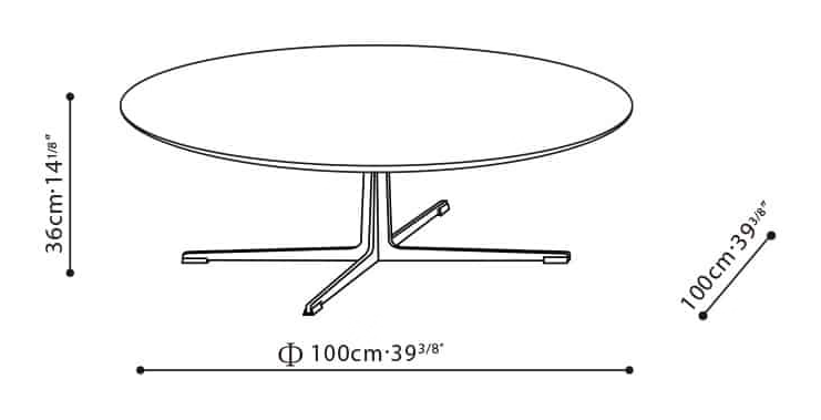 Vary Dining Table by Camerich, size drawing: C06D1403