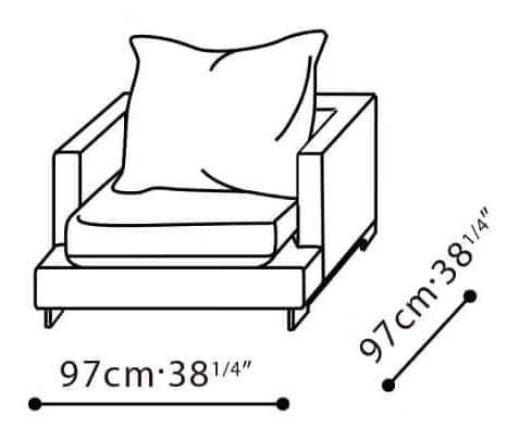 Lazytime Small Chair by Camerich, size drawing