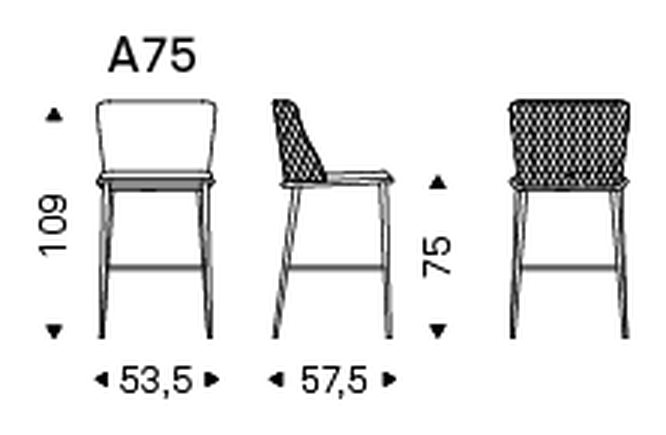 Magda ML Couture Stool by Cattelan Italia, size drawing 1