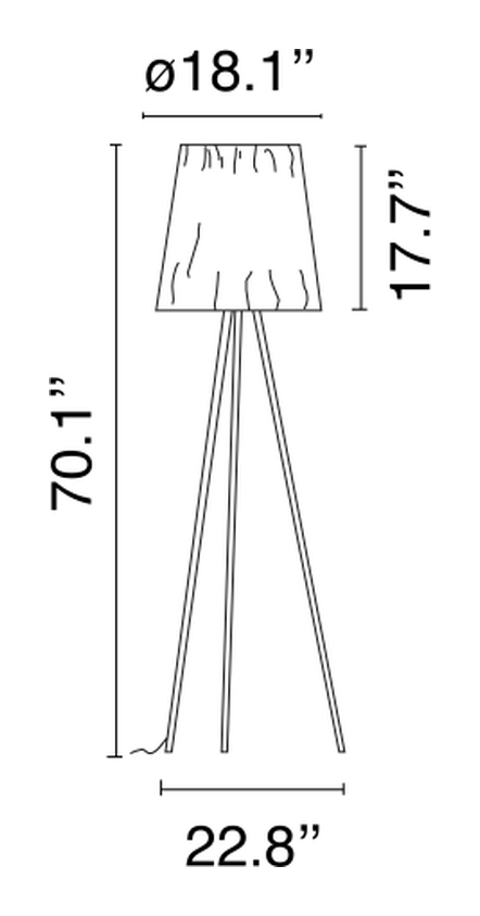 Rosy Angelis Floor Lamp by Flos, size drawing