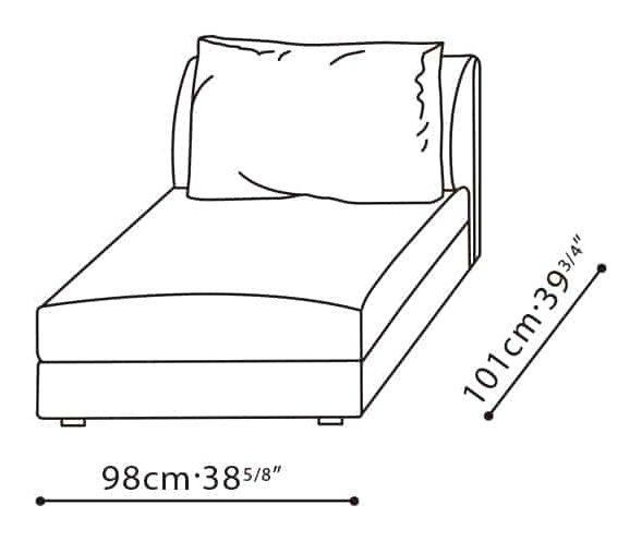 Bloom Sofa by Camerich, size drawing: C01G0105