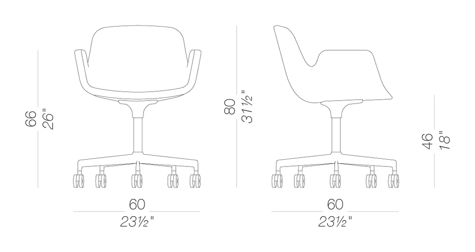 Pass S134 Chair by LaPalma, size drawing