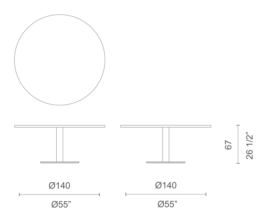 Break Table by Cappellini, size drawing: BBE3AL