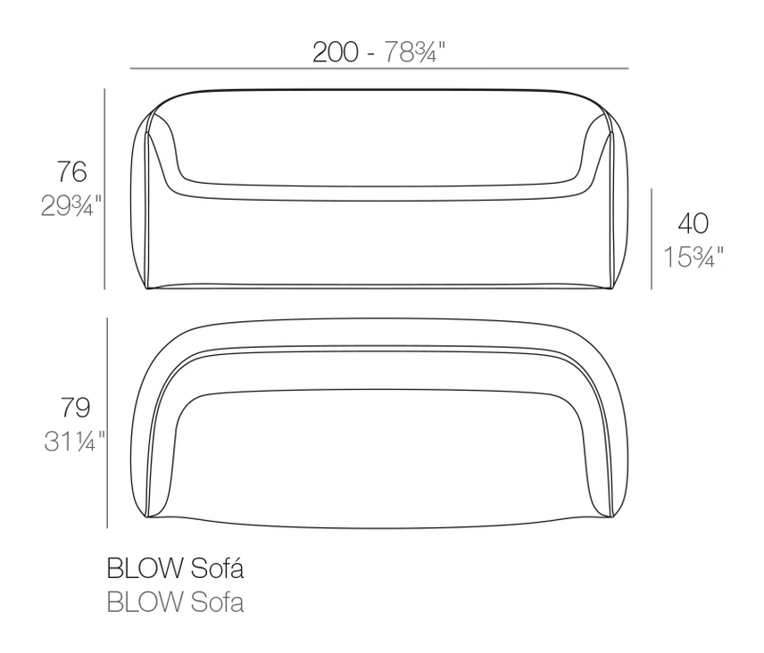 Blow Sofa by Vondom, size drawing