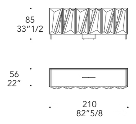Quartz Buffet Sideboard by Reflex, size drawing